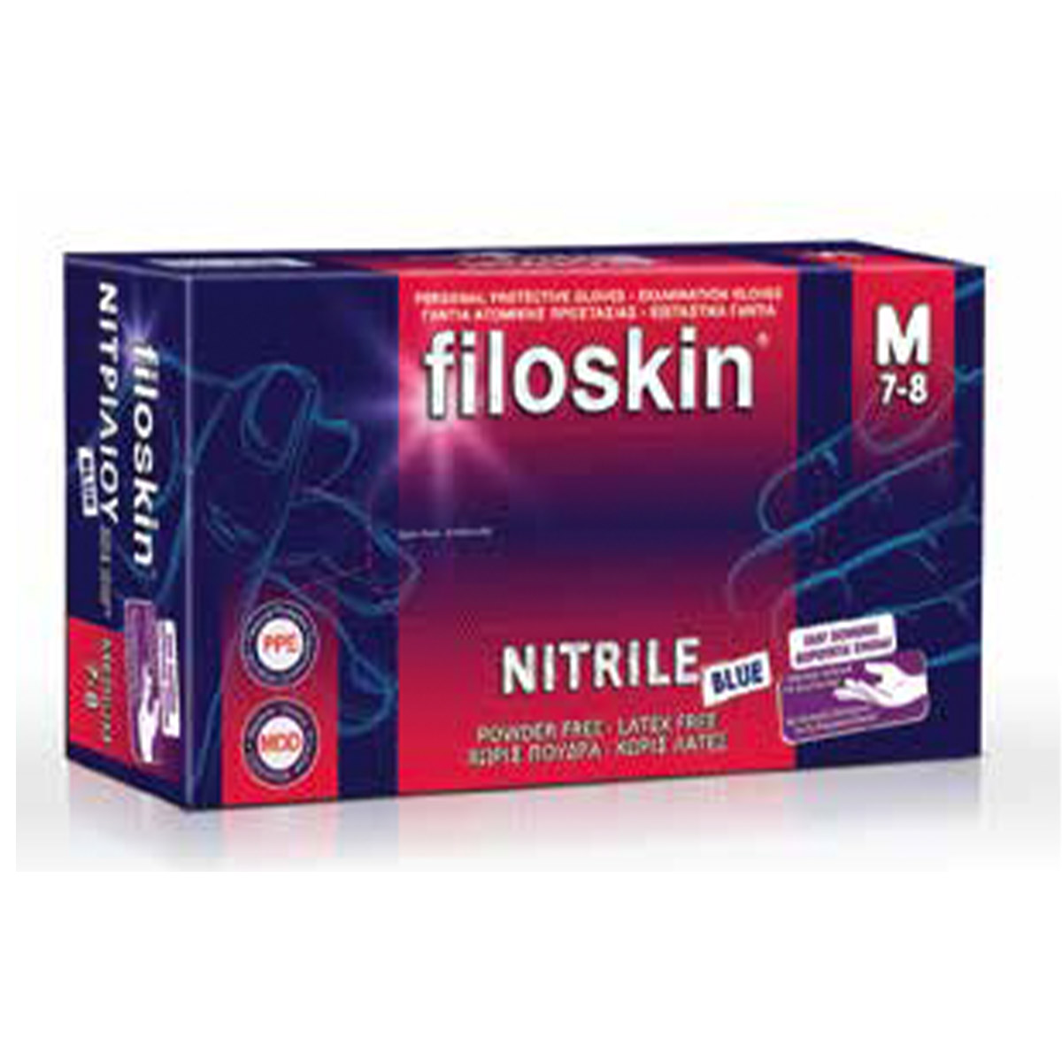 Filoskin Nitrile Gloves Blue Powder-Free GLVE-301 Filoskin Nitrile Gloves Blue Powder-Free GLVE-301